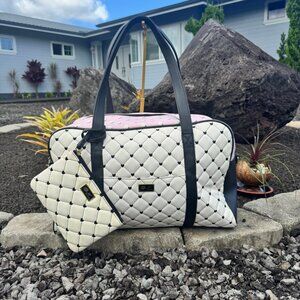 Betsey Johnson Luv Betsey Polka Dot Quilted Weekender Bag w/ Matching Pouch